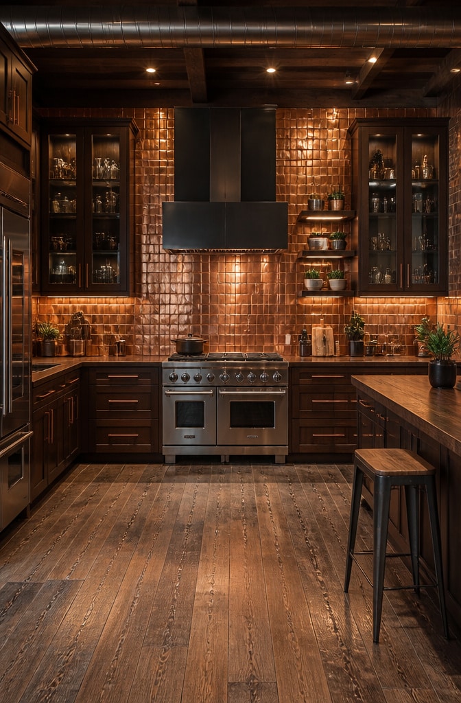 Metallic Copper Tile Backsplash