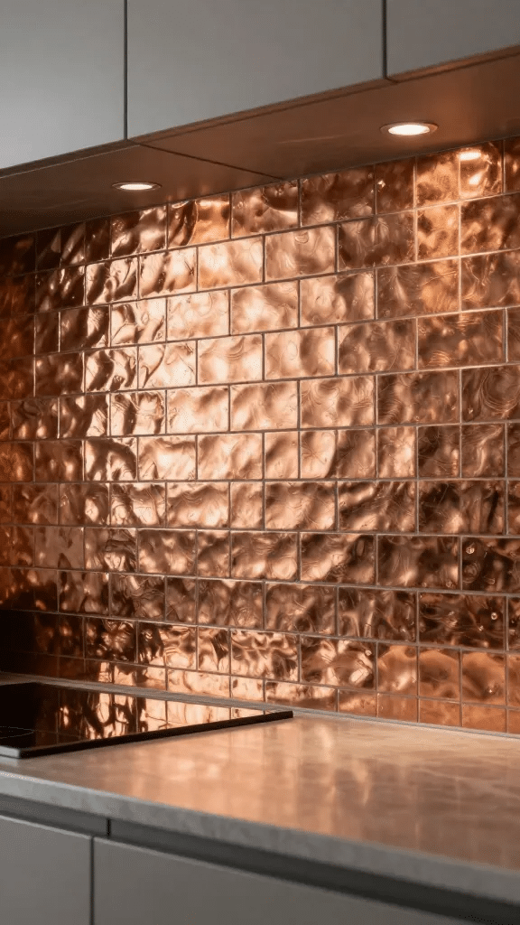 Metallic Copper Tiles with Hammered Texture