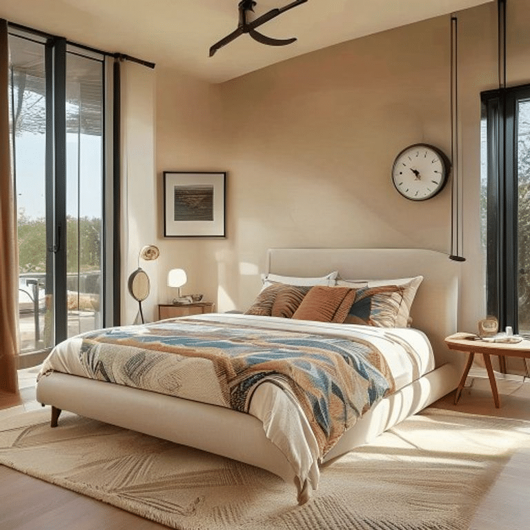 Mid-Century Beige Retro Bedroom