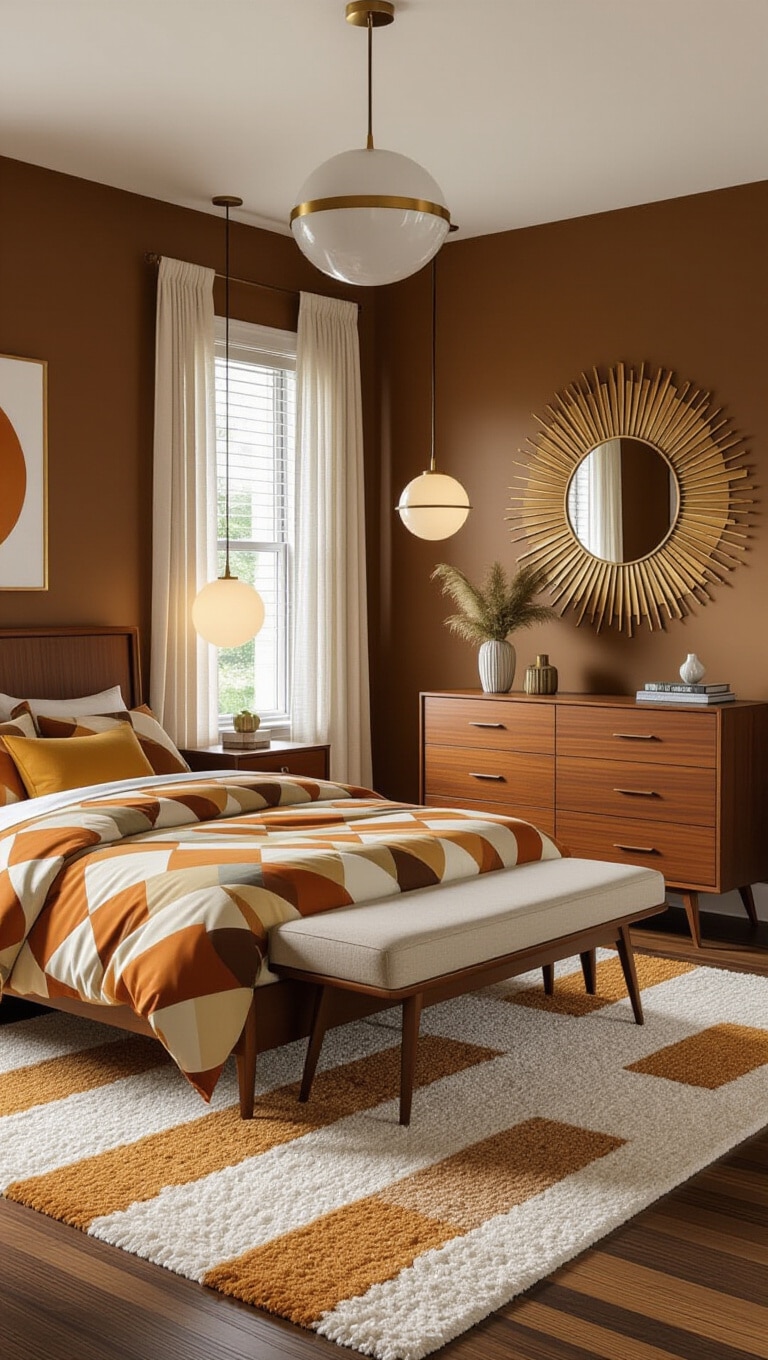 Mid-Century Brown Retro Bedroom