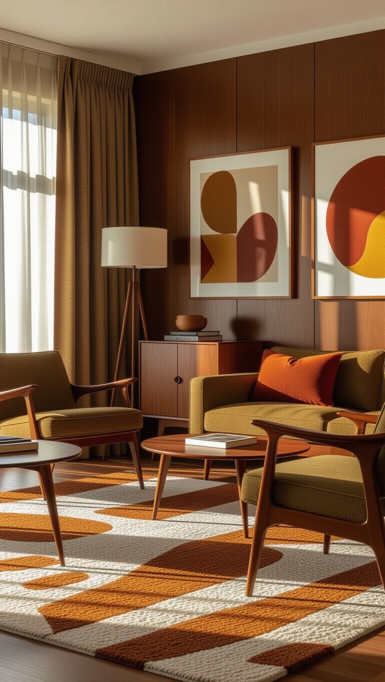 Mid-Century Brown Tones Living Room