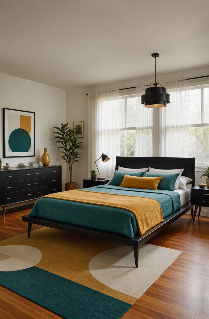 Mid-Century Modern Black Bedroom