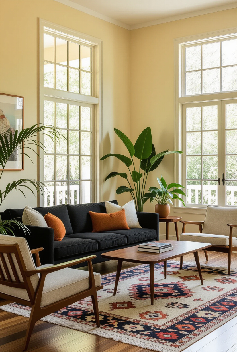 Mid-Century Modern Black Couch Design