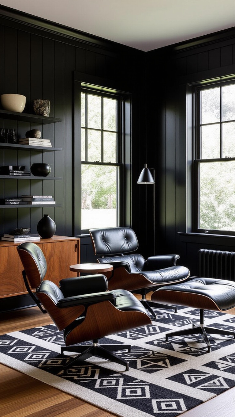 Mid-Century Modern Black Living Room