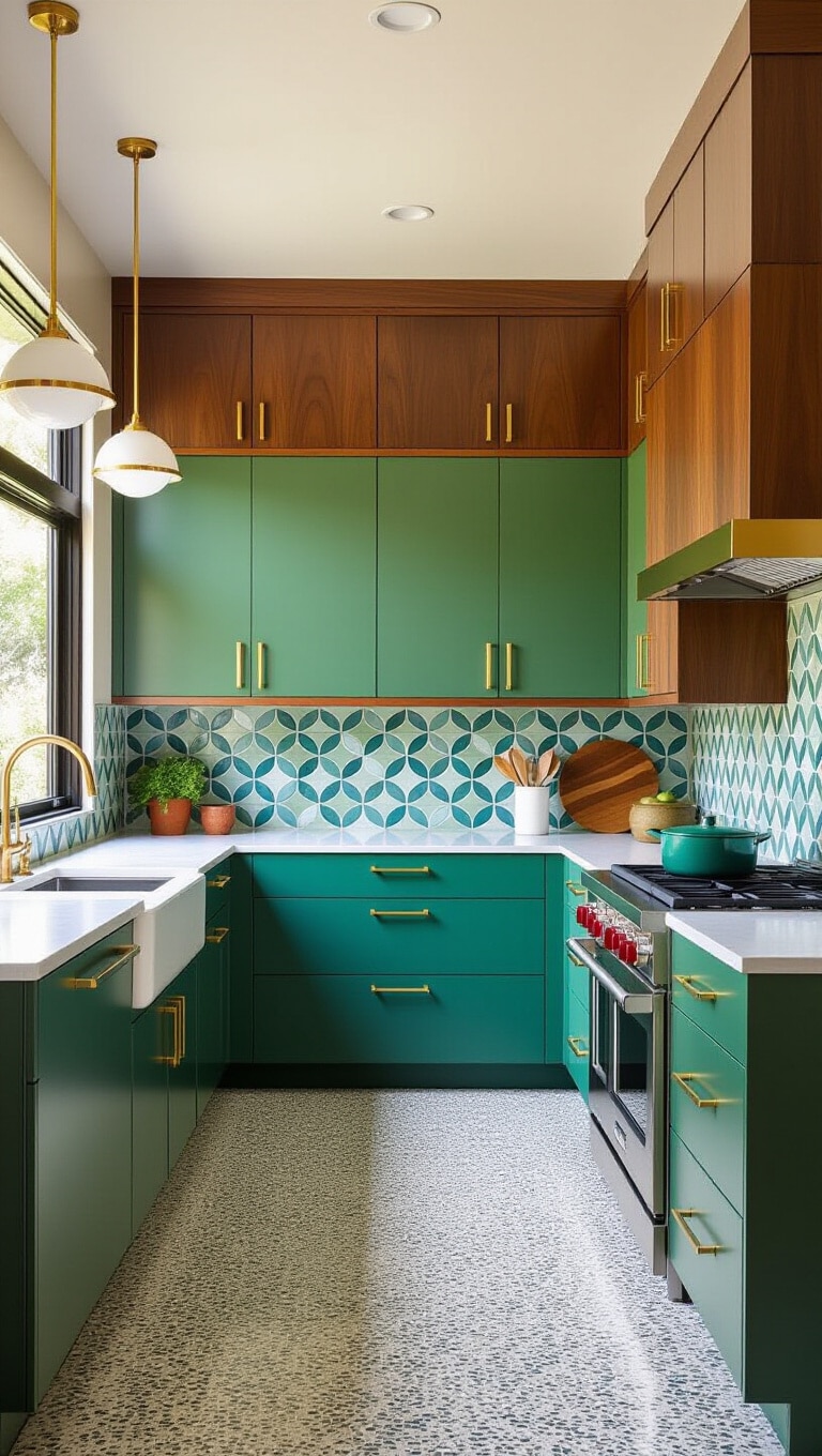 Mid-Century Modern Blue-Green Kitchen