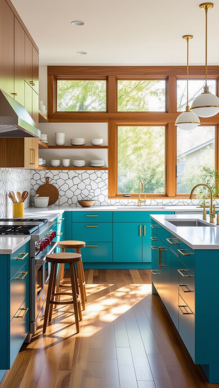 Mid-Century Modern Blue Kitchen