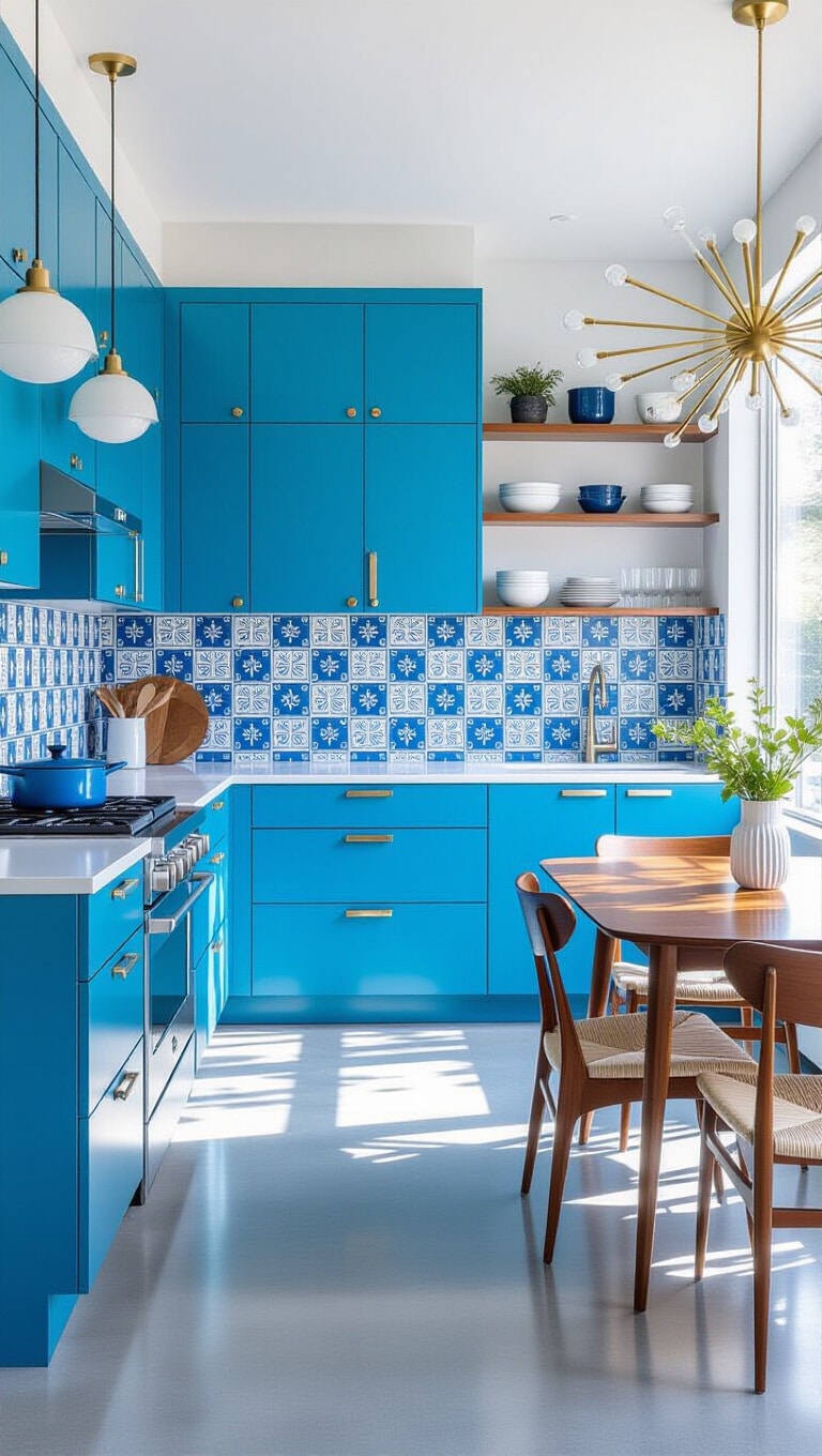 Mid-Century Modern Blue Kitchen