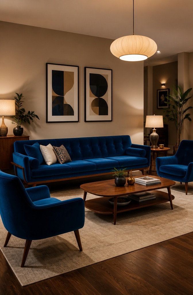 Mid-Century Modern Blue Lounge