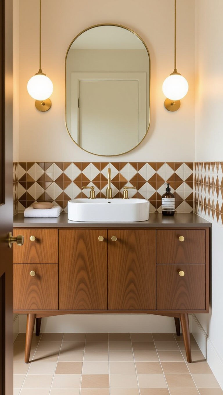 Mid-Century Modern Brown Bathroom