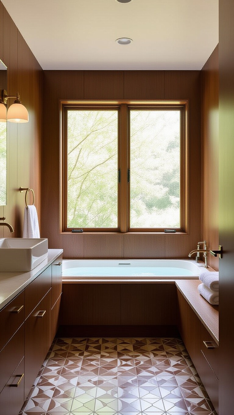 Mid-Century Modern Brown Bathroom
