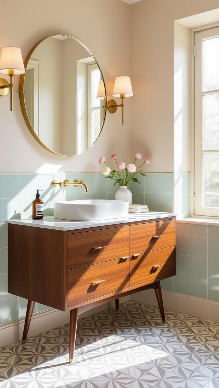 Mid-Century Modern Brown Vanity