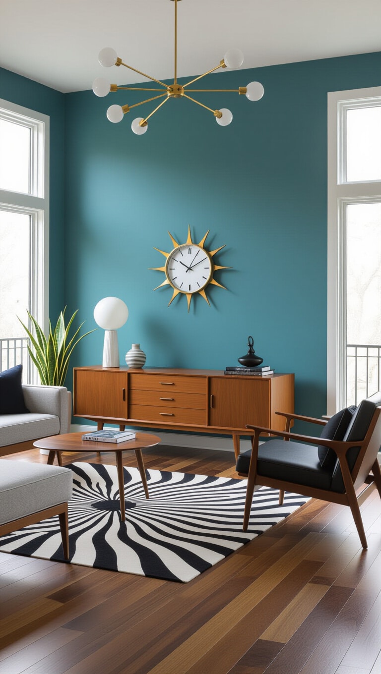 Mid-Century Modern Duck Egg Blue Living Room