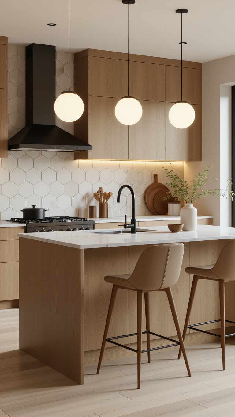 Mid-Century Modern Light Brown Kitchen