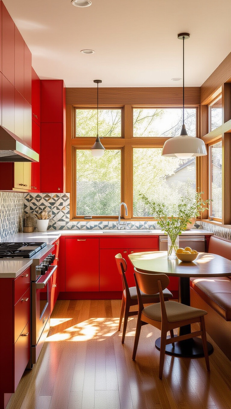 Mid-Century Modern Red Kitchen