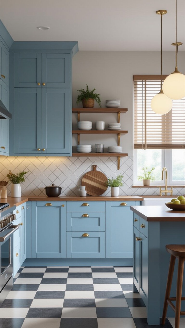 Mid-Century Modern Sky Blue Kitchen