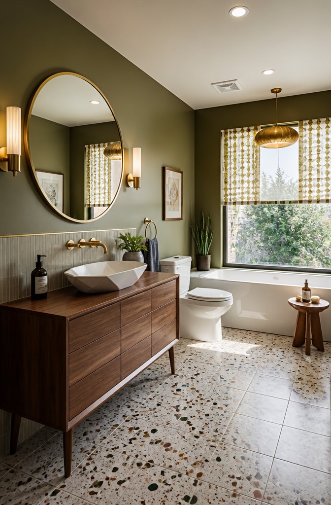 Mid-Century Modern Vessel Sink Bathroom