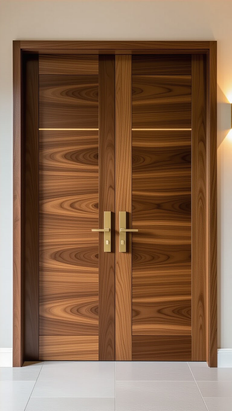 Mid-Century Modern Walnut Double Doors