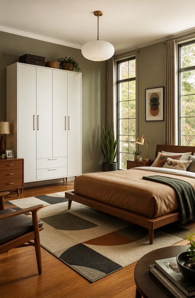 Mid-Century Modern White Wardrobe Bedroom