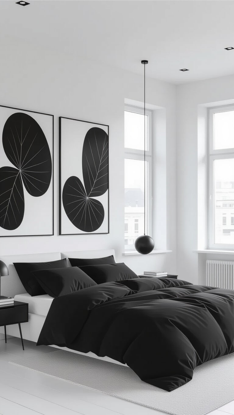 Minimalist Black and White Wall Art Bedroom