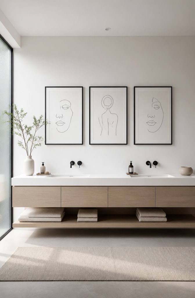 Minimalist Line Art Bathroom Wall Display