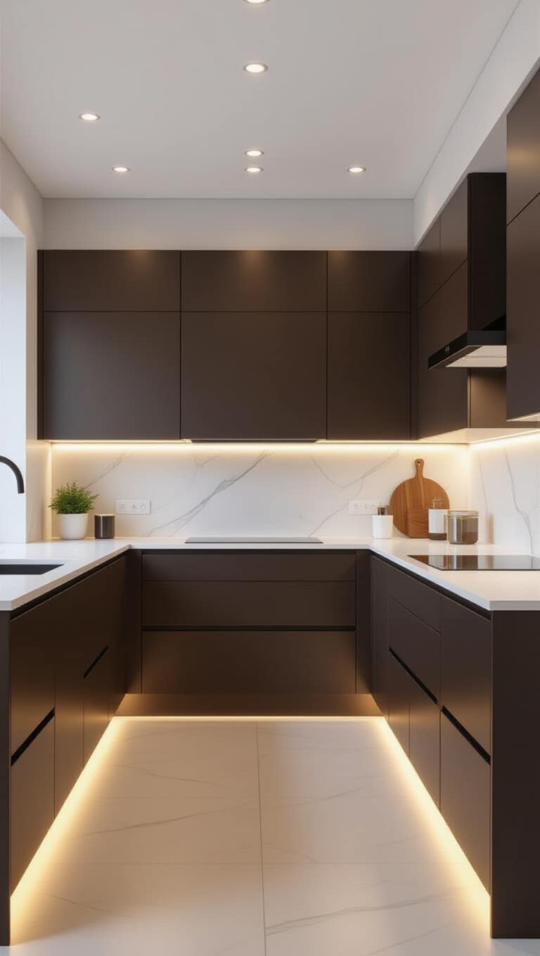 Minimalist Matte Brown Kitchen Cabinets