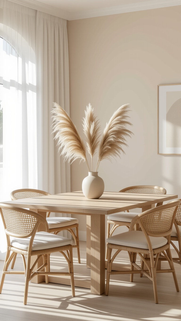Minimalist Neutral Boho Dining Room