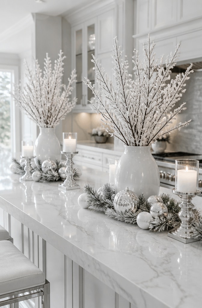 Minimalist White and Silver Holiday Counter