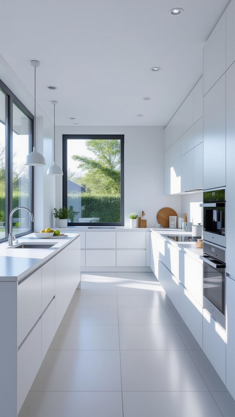 Minimalist White Groutless Kitchen Tiles