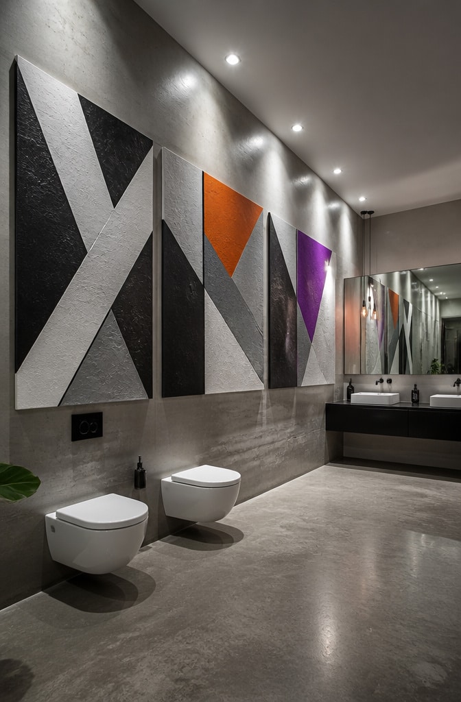 Modern Abstract Geometric Bathroom Art