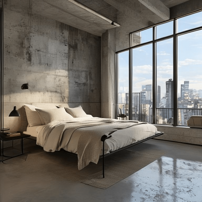 Modern Beige Urban Loft Bedroom