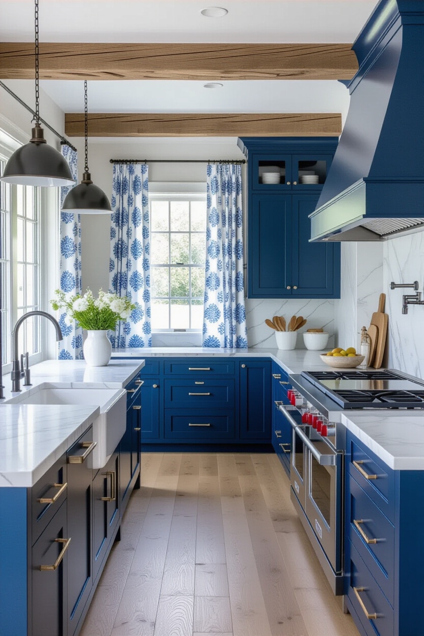Modern Blue and White French Country Kitchen