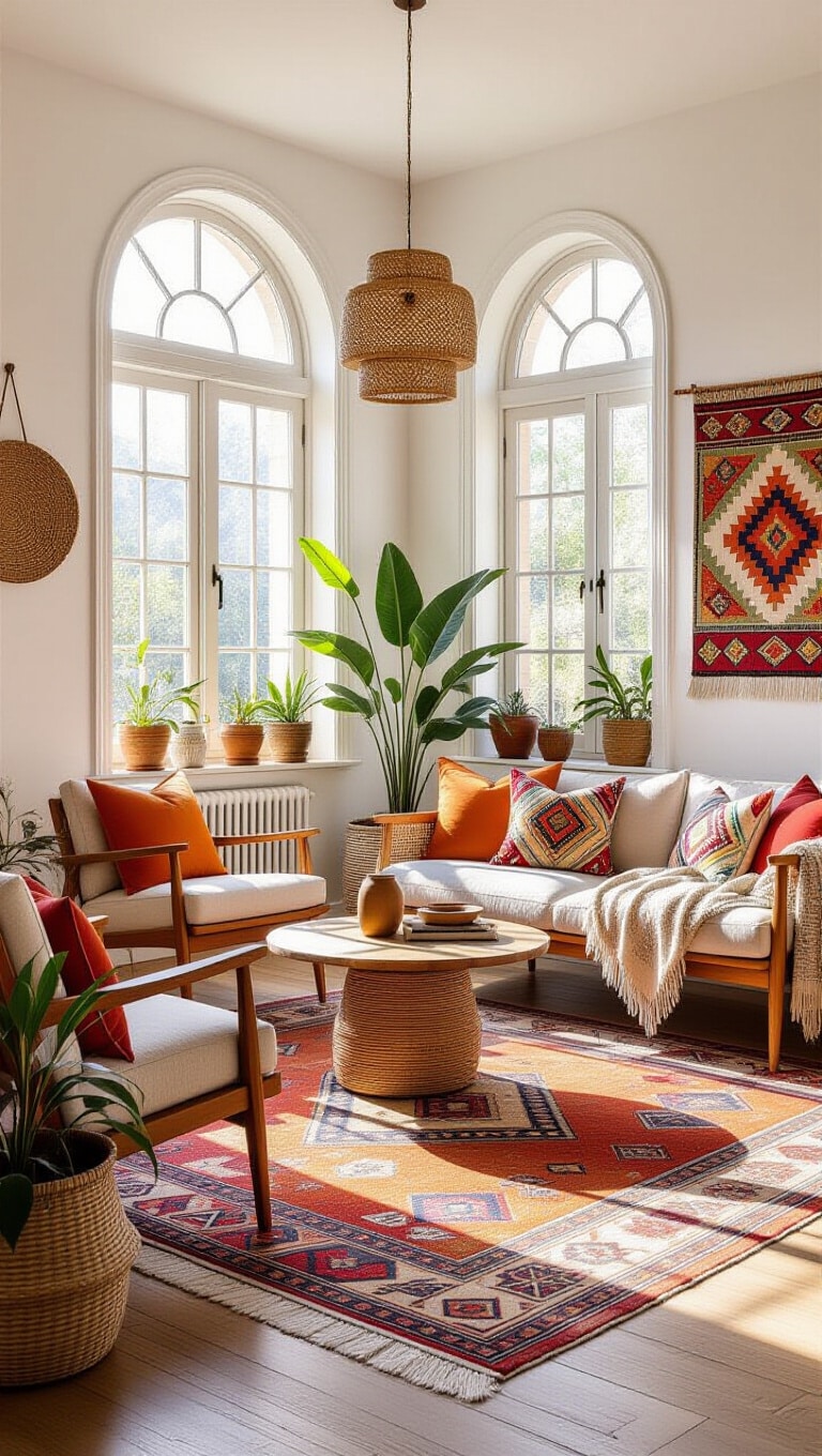 Modern Boho Brown Rug Living Room