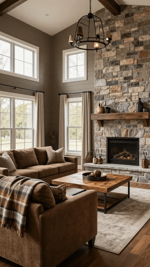 Modern Farmhouse Brown Living Room