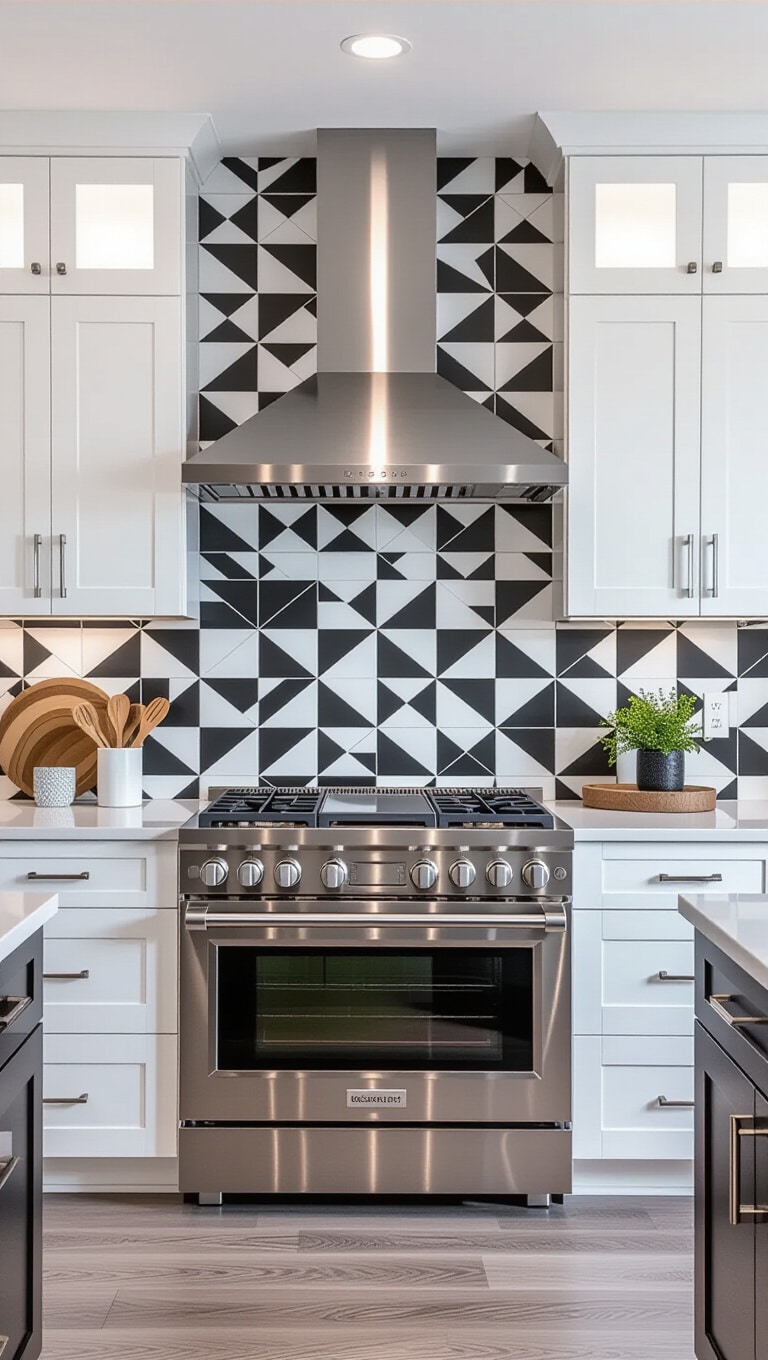 Modern Geometric Pattern Tile Backsplash