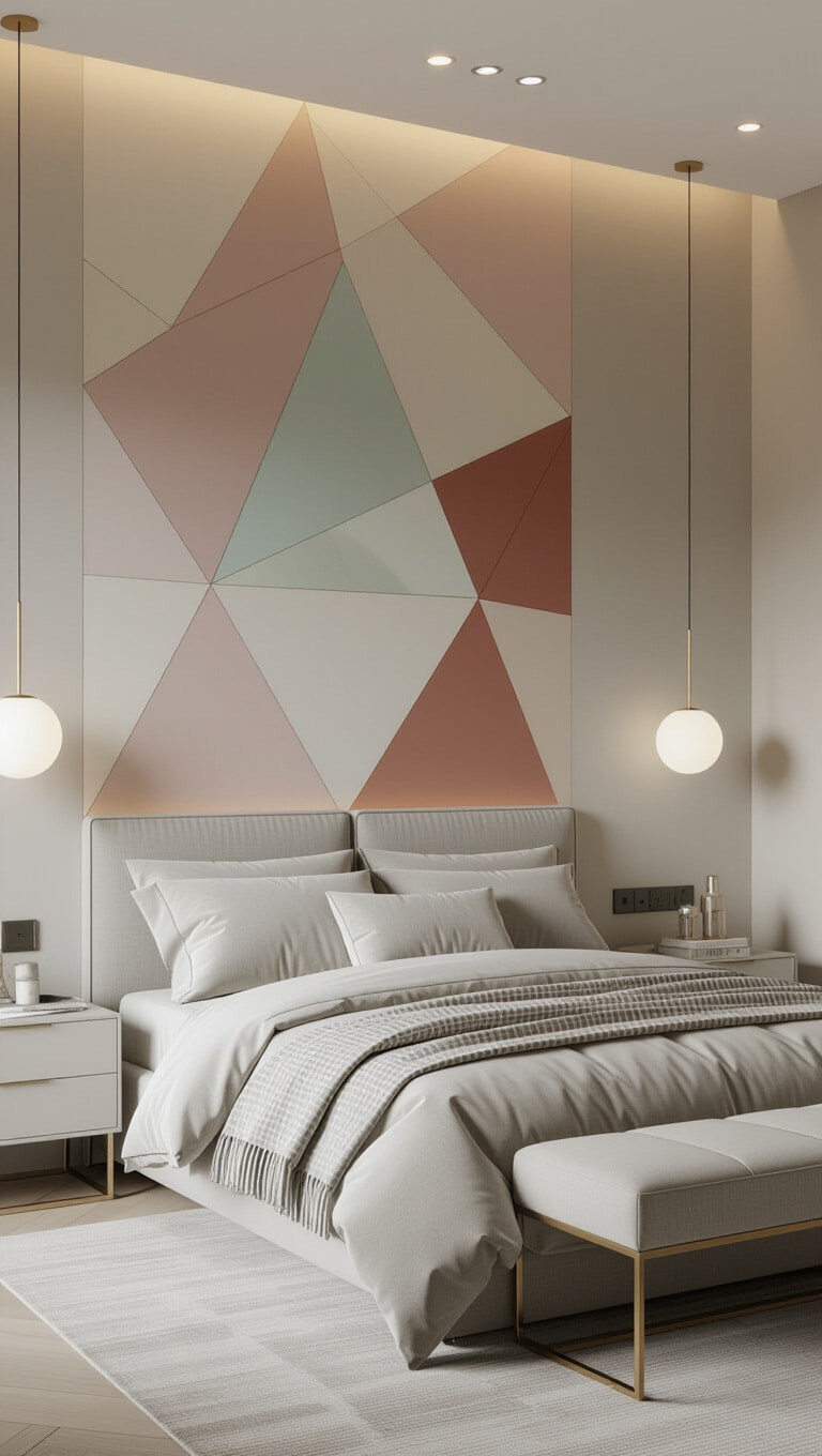 Modern Geometric Wall Panel Bedroom