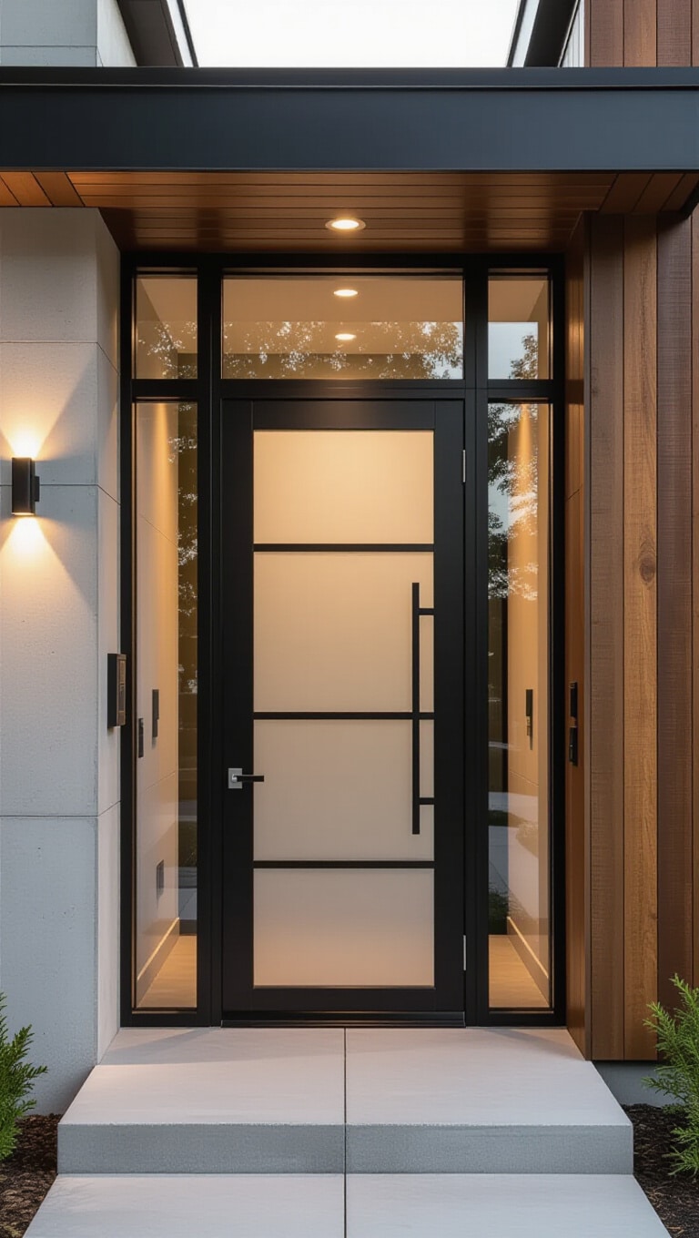 Modern Glass and Metal Security Door