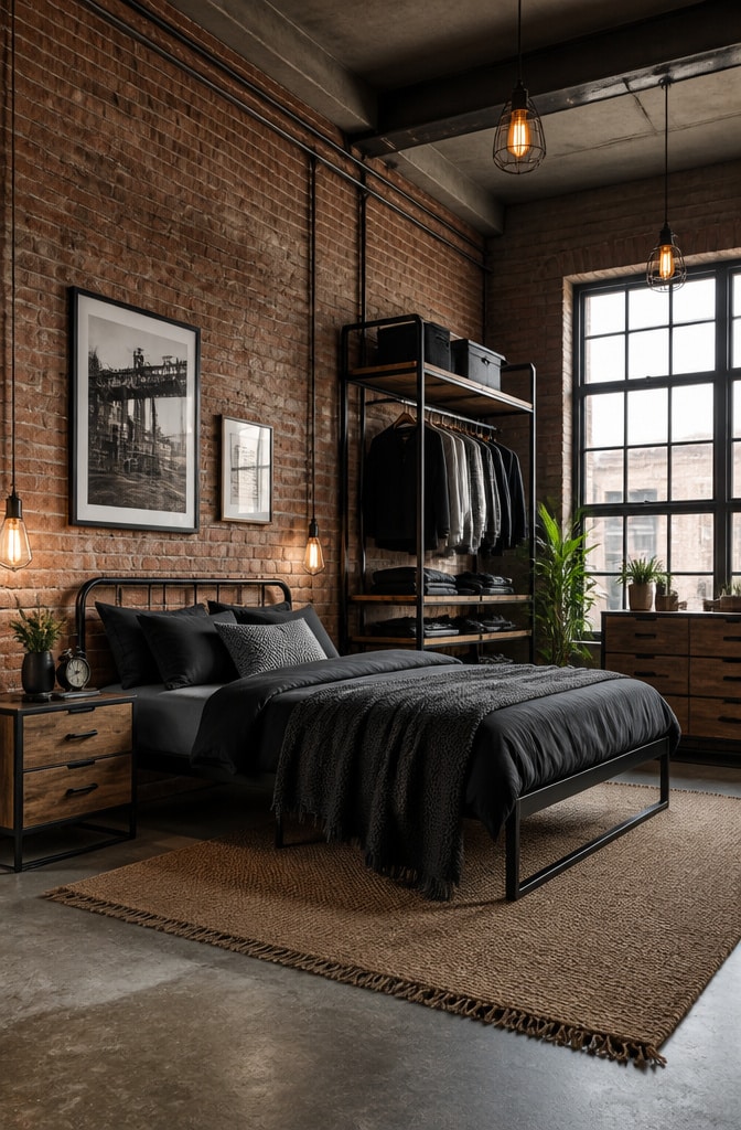 Modern Industrial Bedroom Setup