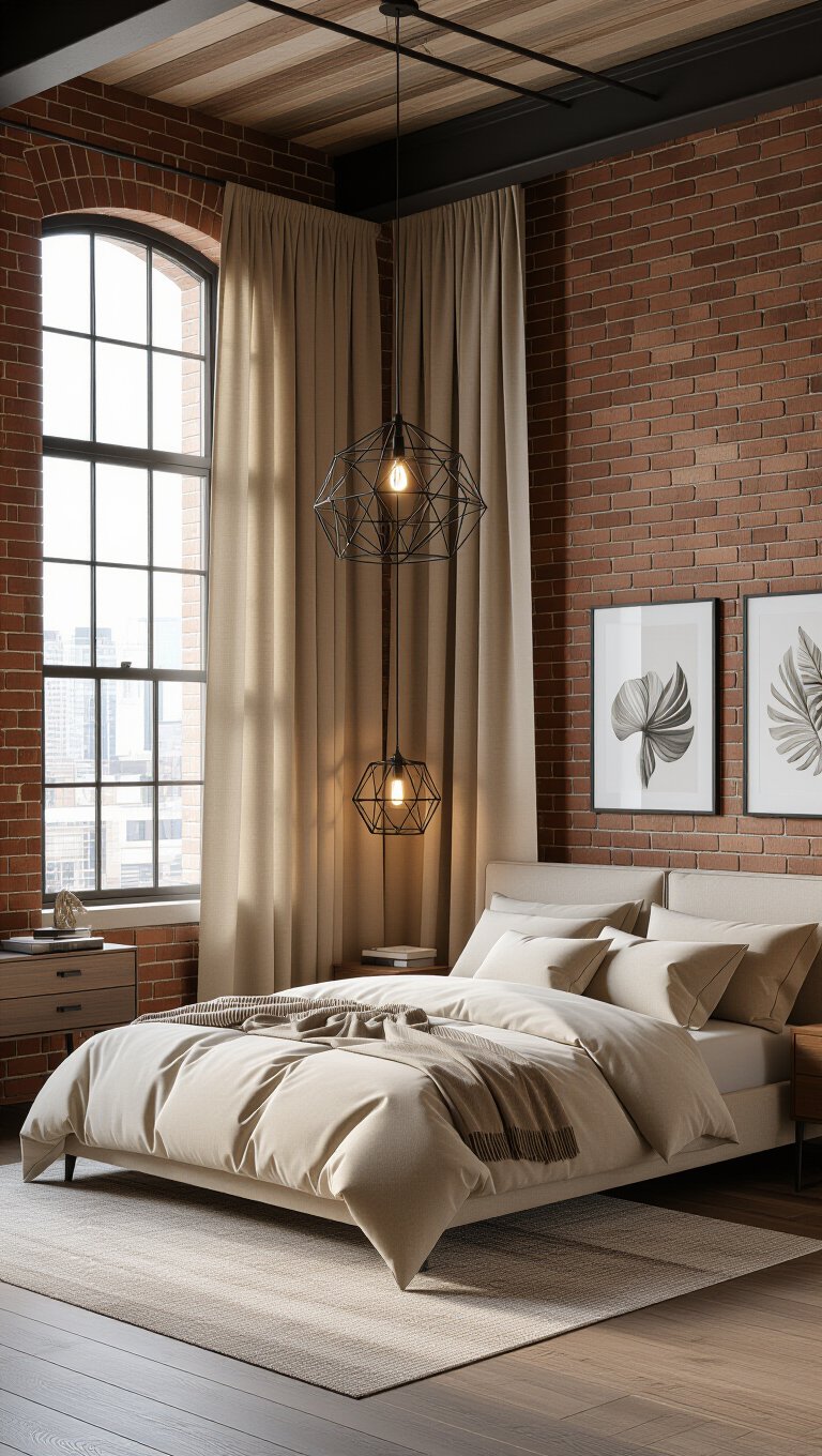 Modern Industrial Beige Bedroom