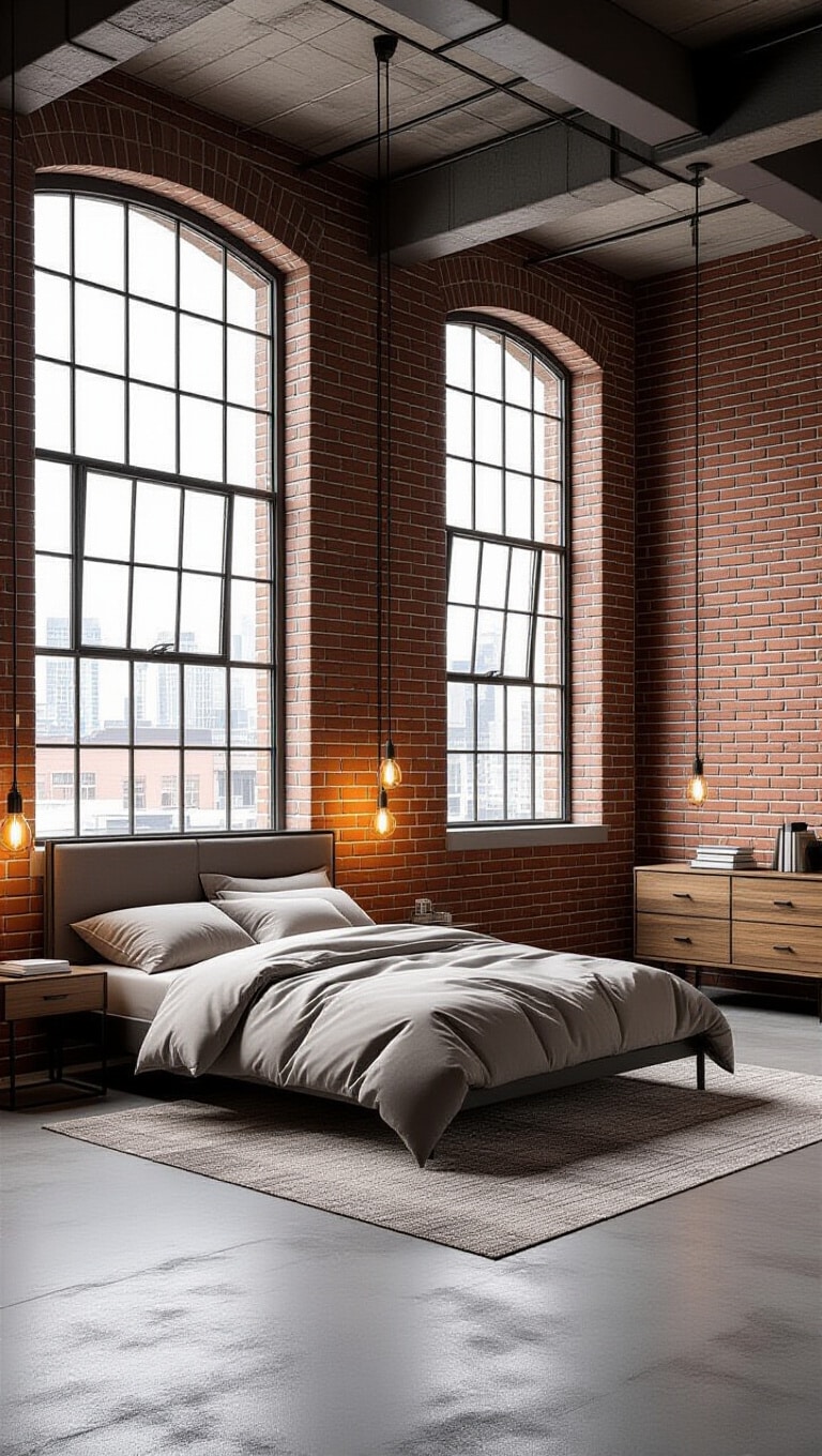 Modern Industrial Loft Bedroom
