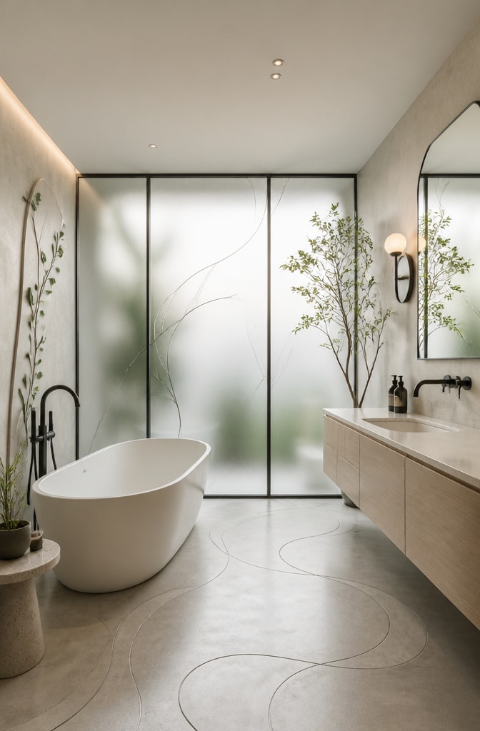 Modern Minimalist Art Nouveau Bathroom