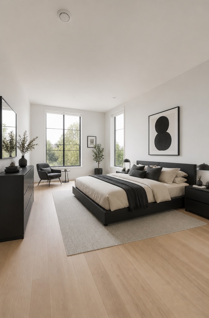 Modern Minimalist Black Bedroom