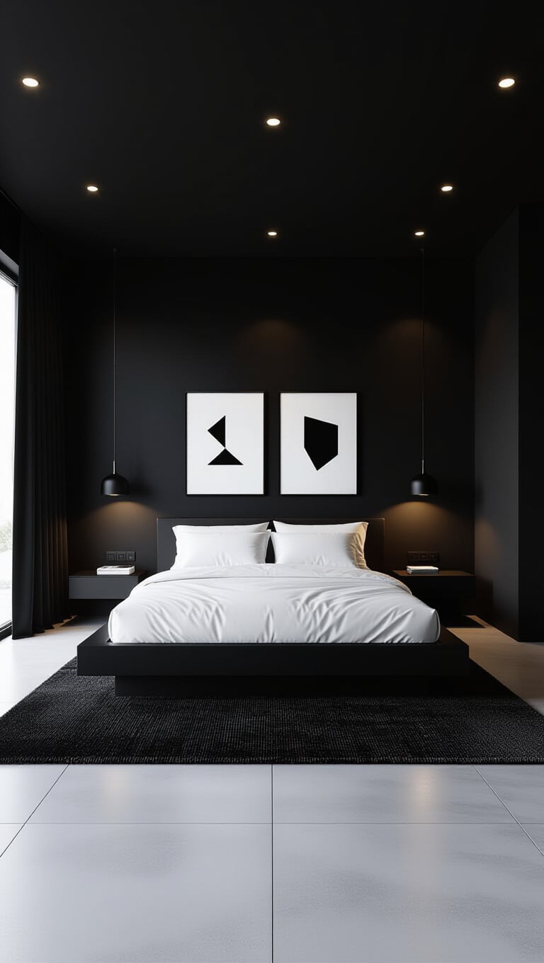Modern Minimalist Black Bedroom