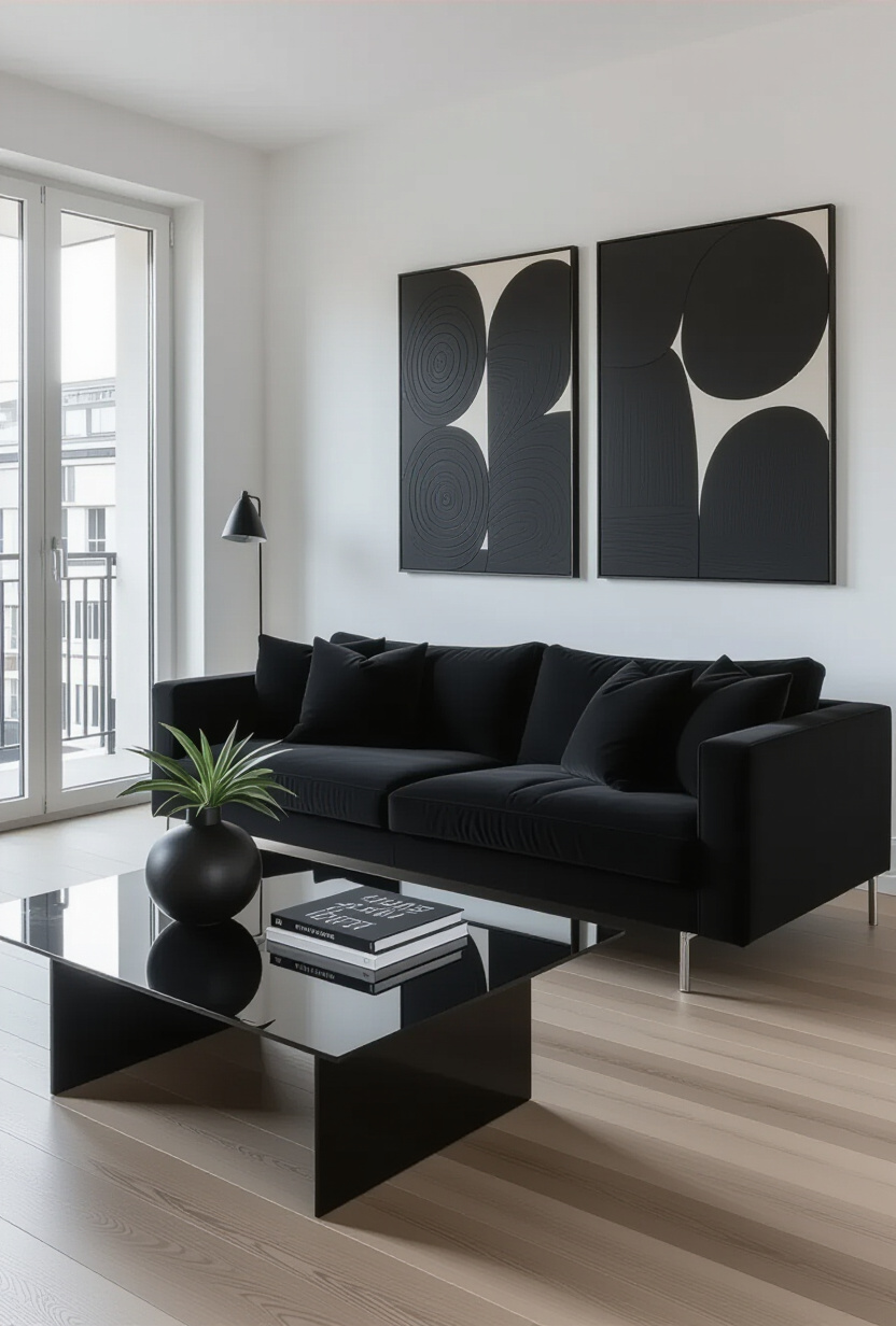 Modern Minimalist Black Couch Lounge