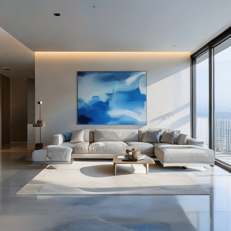 Modern Minimalist Blue and Beige