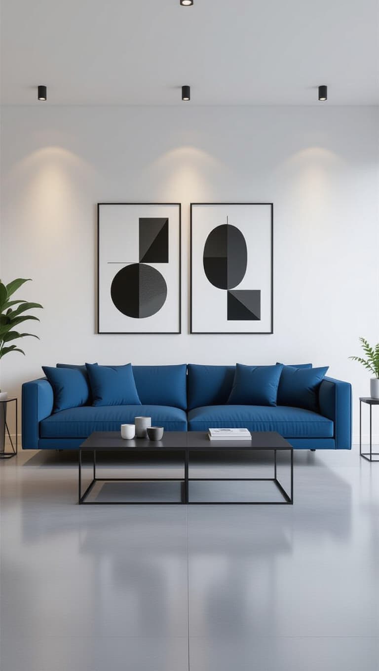 Modern Minimalist Blue Sofa Living Room