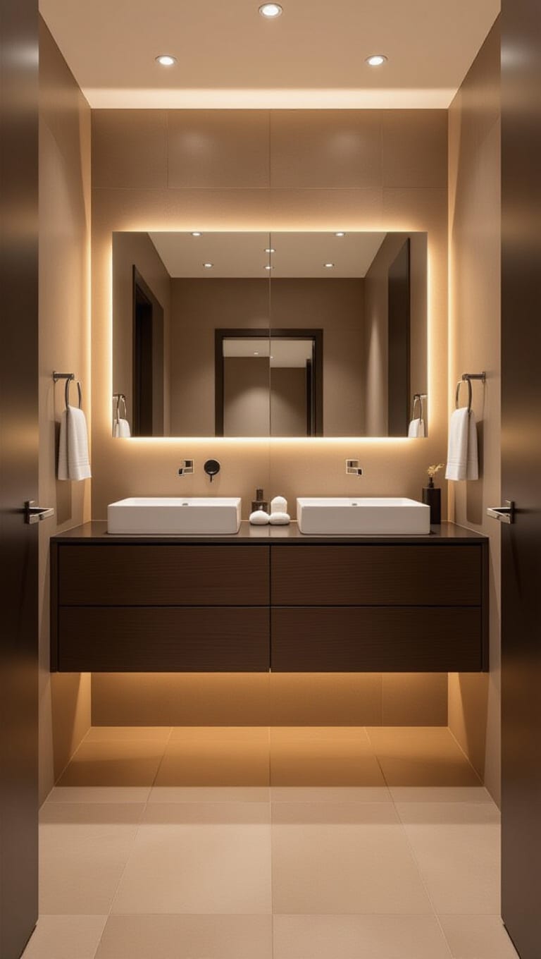 Modern Minimalist Brown Bathroom