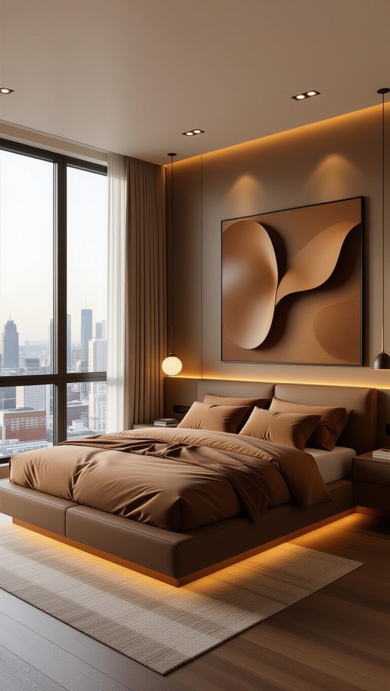 Modern Minimalist Brown Bedroom