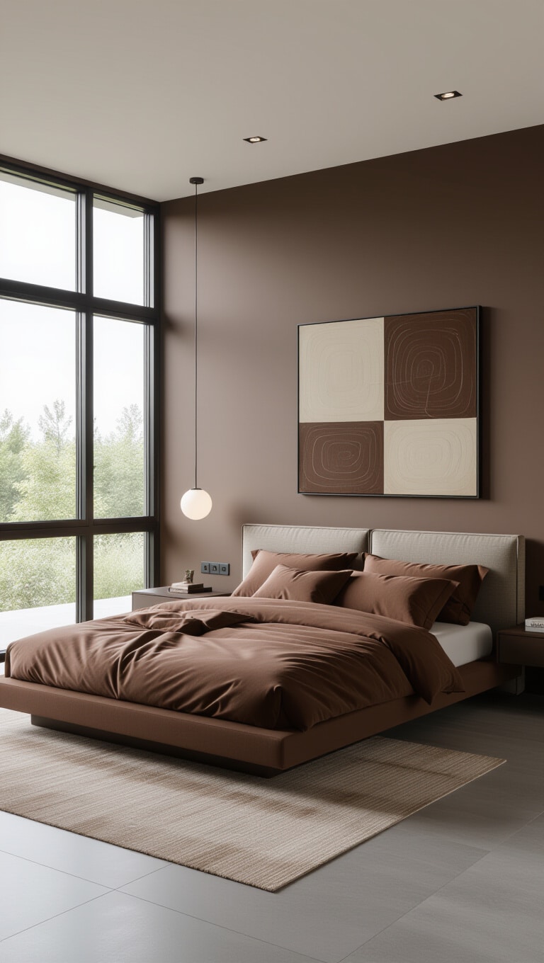 Modern Minimalist Brown Bedroom