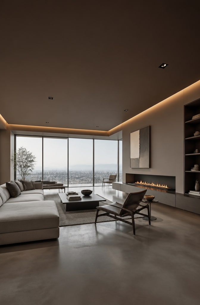 Modern Minimalist Brown Ceiling Living Room