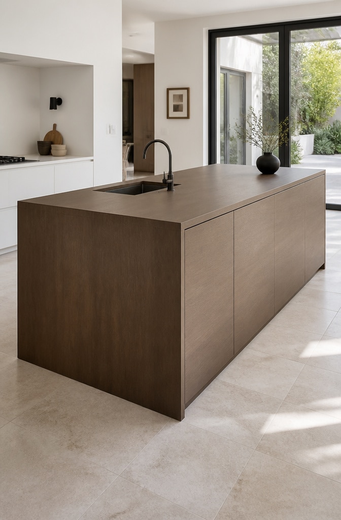 Modern Minimalist Brown Kitchen Island